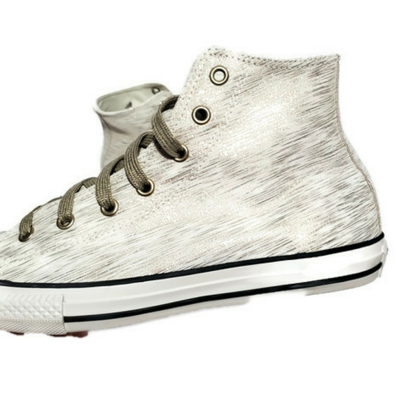 Converse Beige Shimmery High Tops - Picture 3 of 5
